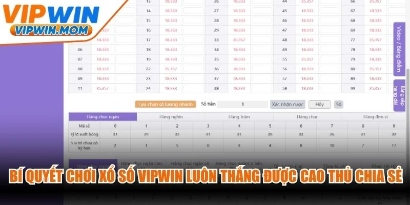 Bí quyết chơi xổ số VIPWIN luôn thắng được các cao thủ chia sẻ